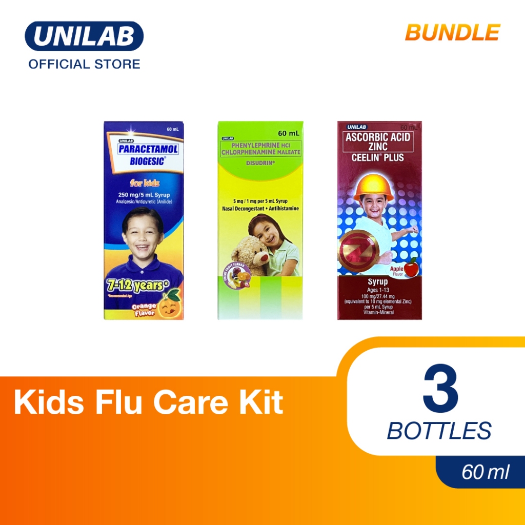 Kids Flu Care Kit: Biogesic for Kids 250mg Orange Syrup 60ml + Disudrin ...