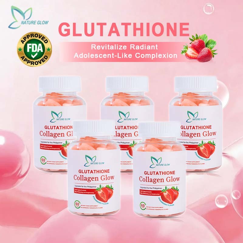 NATURE GLOW Collagen Glow Glutathione Original Whitening Skin Anti-Aging  Vitamin C 60 Gummies