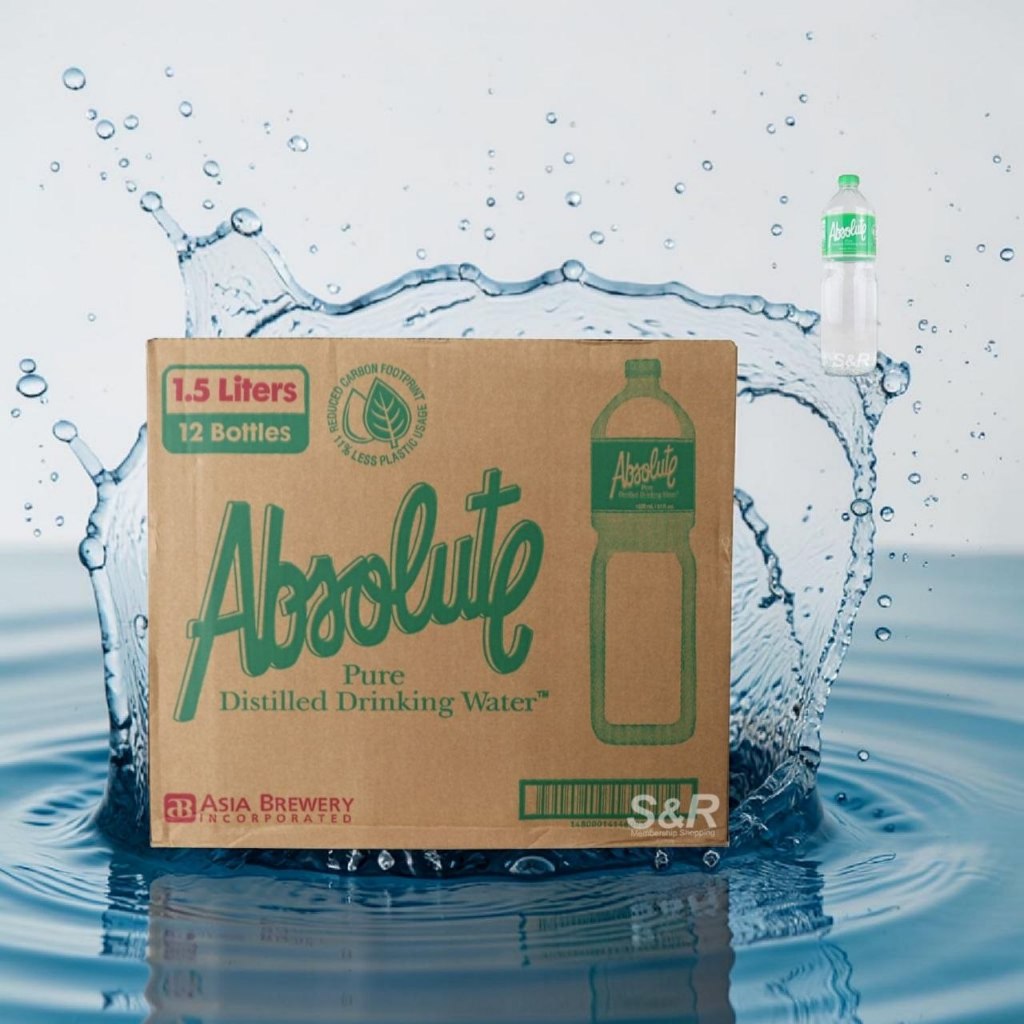 Absolute Pure Distilled Drinking Water (1.5L x 12pcs) | Shopee Philippines