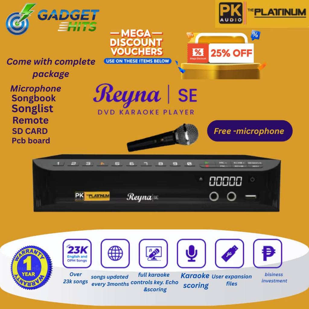 The Platinum Reyna SE Professional Karaoke Player with Free Wired Mic ...