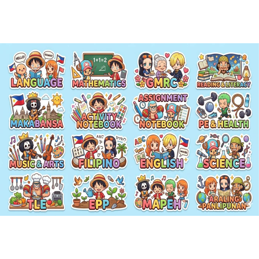 Subject Sticker Label for Notebooks ONE Piece design | Shopee Philippines