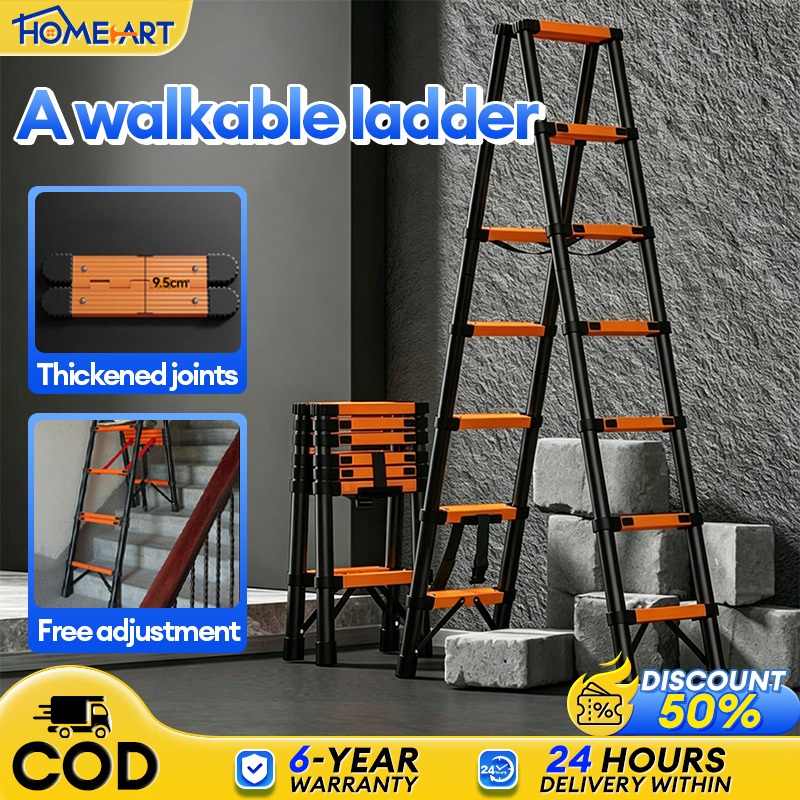 Telescopic Ladder Foldable Aluminum Heavy Duty Anti-shake Walkable ...