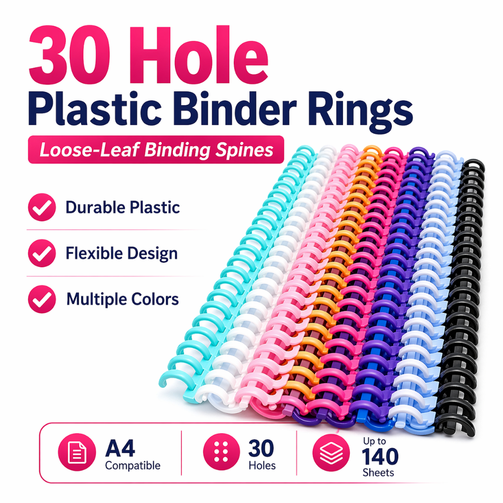 GOODAY 50/100 PCS 30 Hole Loose Leaf Binder Rings Plastic Binding Rings ...