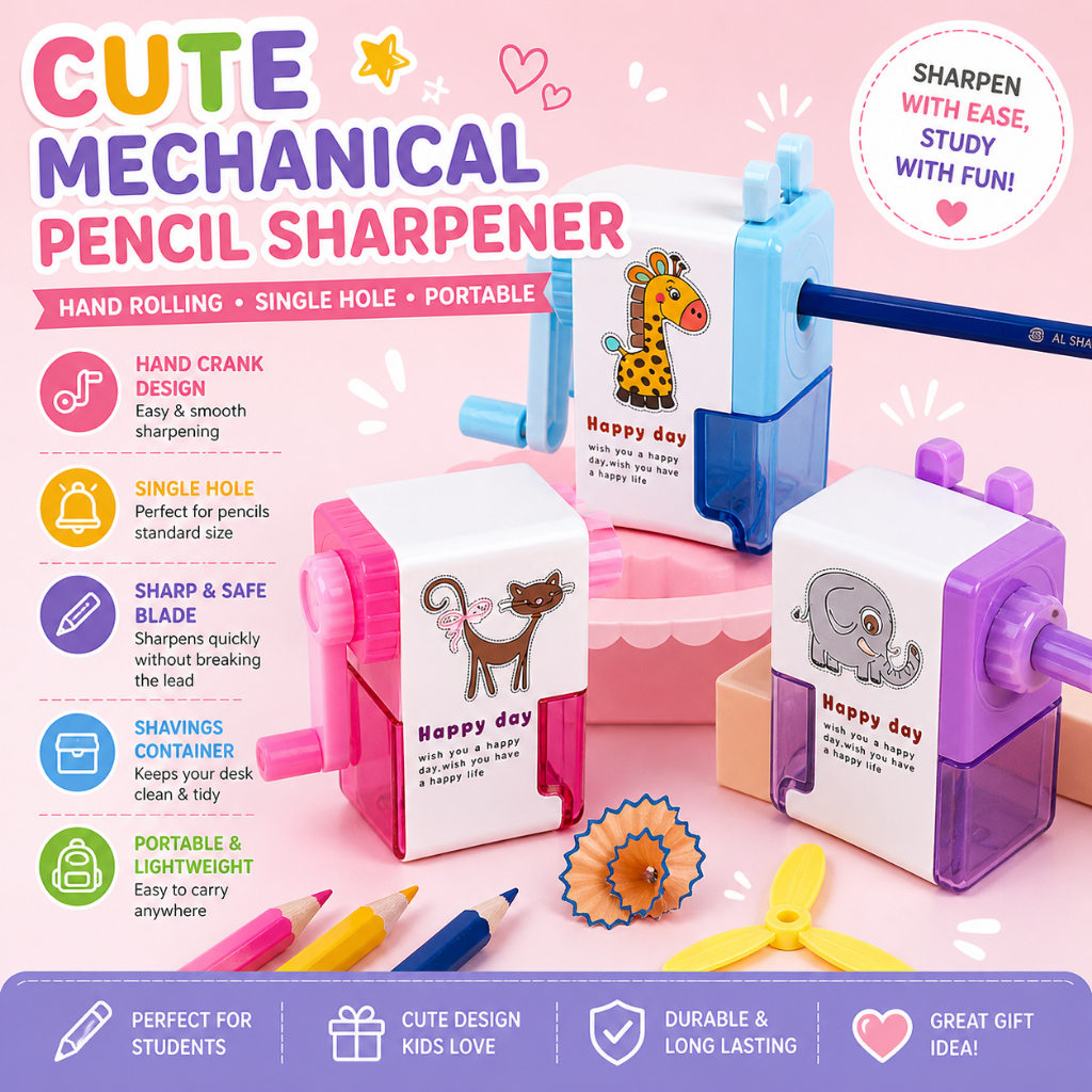 Cute Mechanical Pencil Sharpener Hand Rolling Single Hole Pencil ...