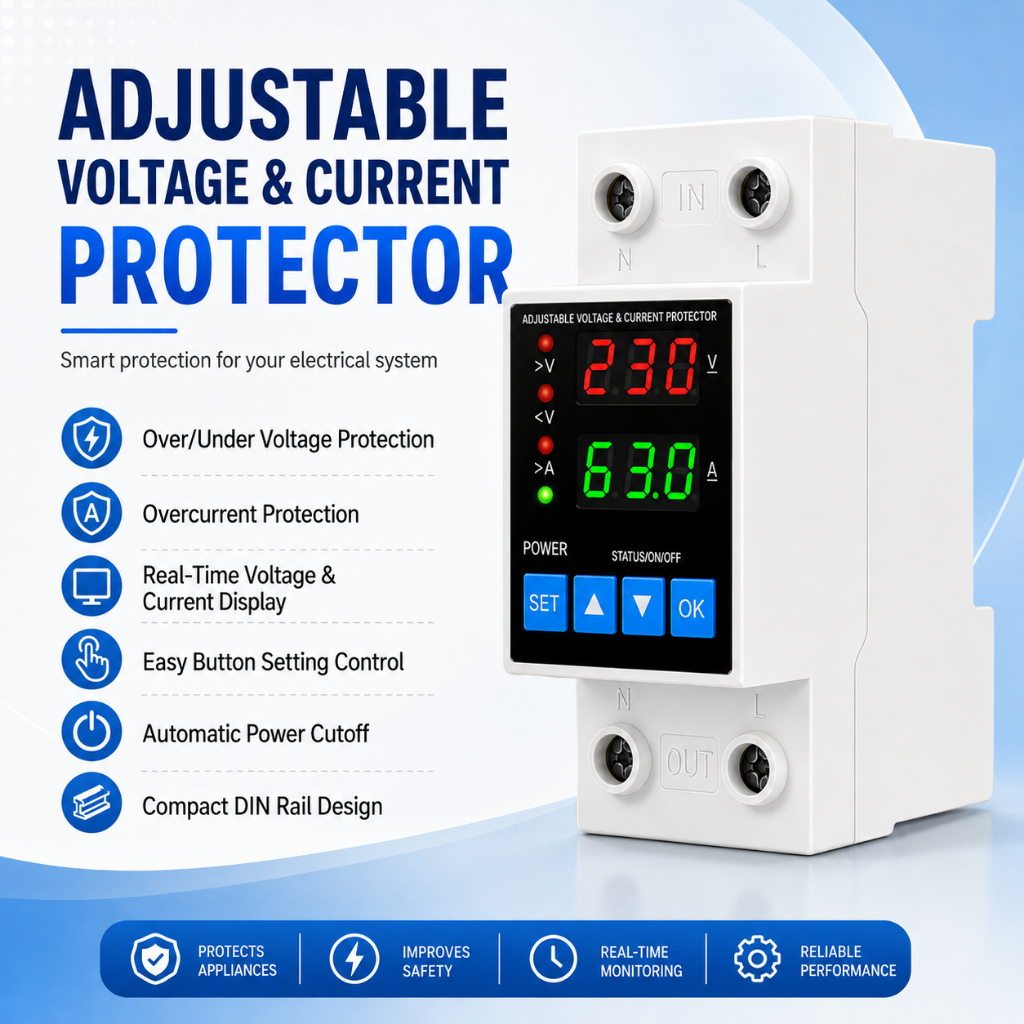 Dual Display 40A 63A 80A 230V Din Rail Adjustable digital Voltage ...