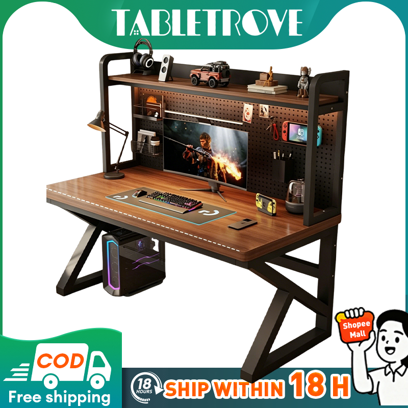 TABLETROVE Gaming Table Solid Wood Computer Desk Storage Table With ...