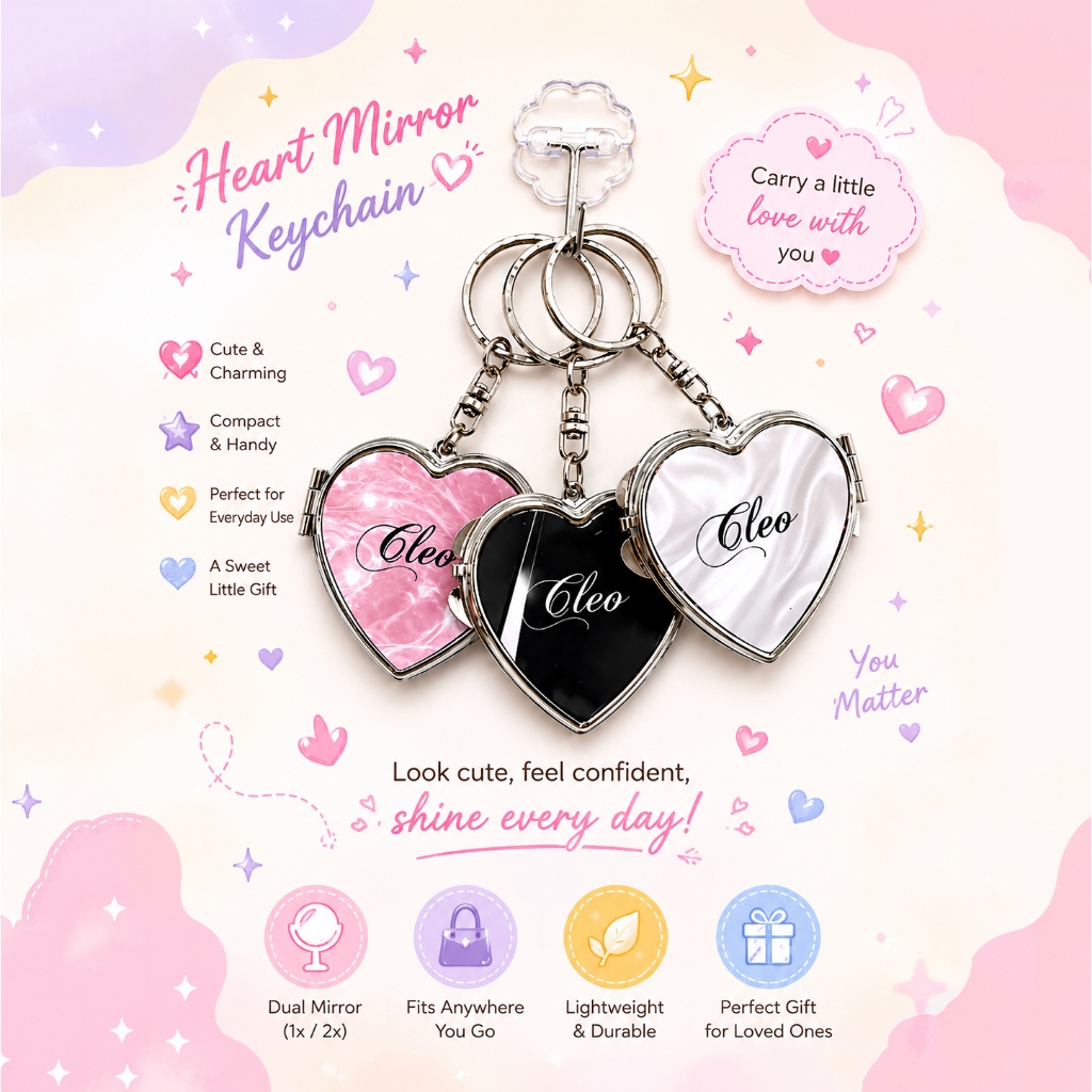 Personalized Customized Keychain Compact Mirror Back to Back Print ...