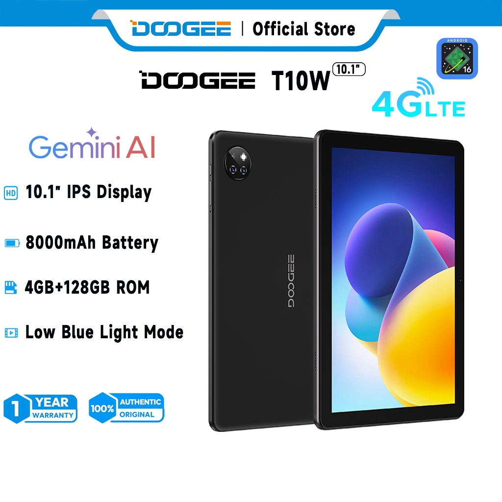 DOOGEE T10W Tablet Dual 4G LTE 16GB RAM (4+12GB)+128GB ROM 8000mAh