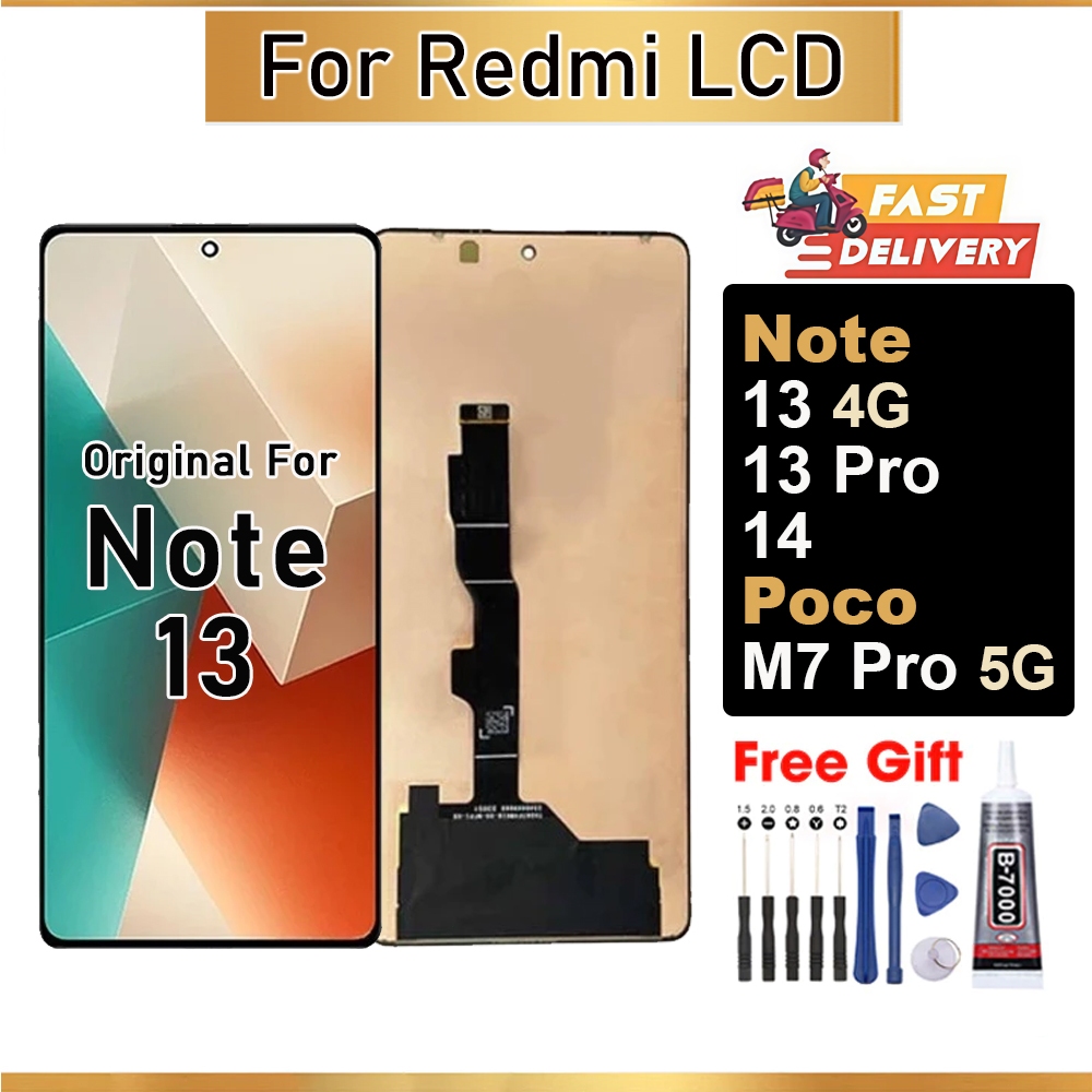 Original For Redmi Note 13 4G 13 Pro 14 Poco M7 Pro 5G LCD Display ...
