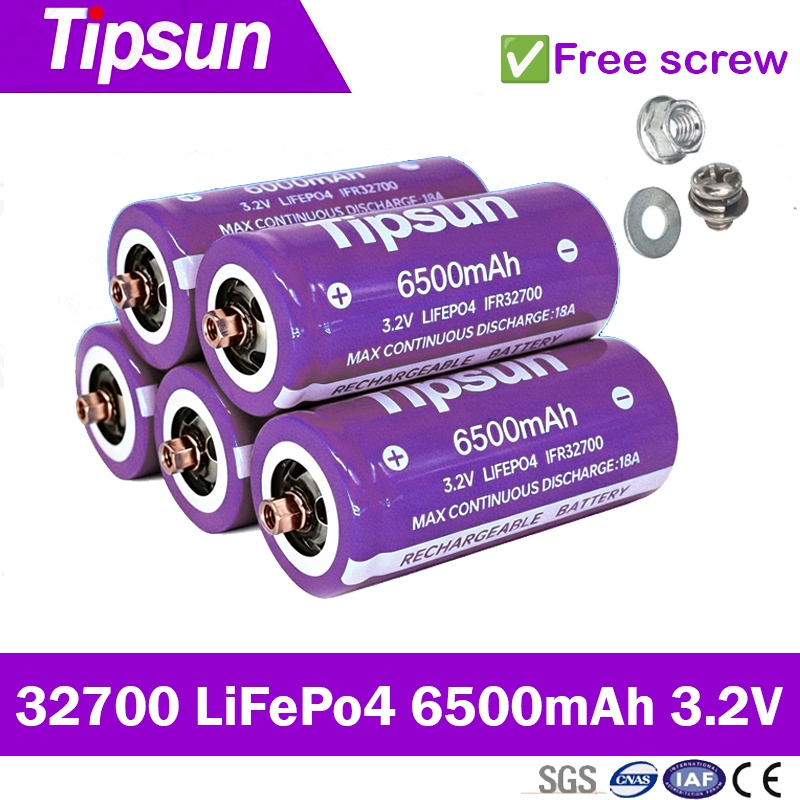 Tipsun 32700 32650 LiFeP04 Lifepo4 Li-ion Battery 6000mAh 6500mAh 3.7 3 ...