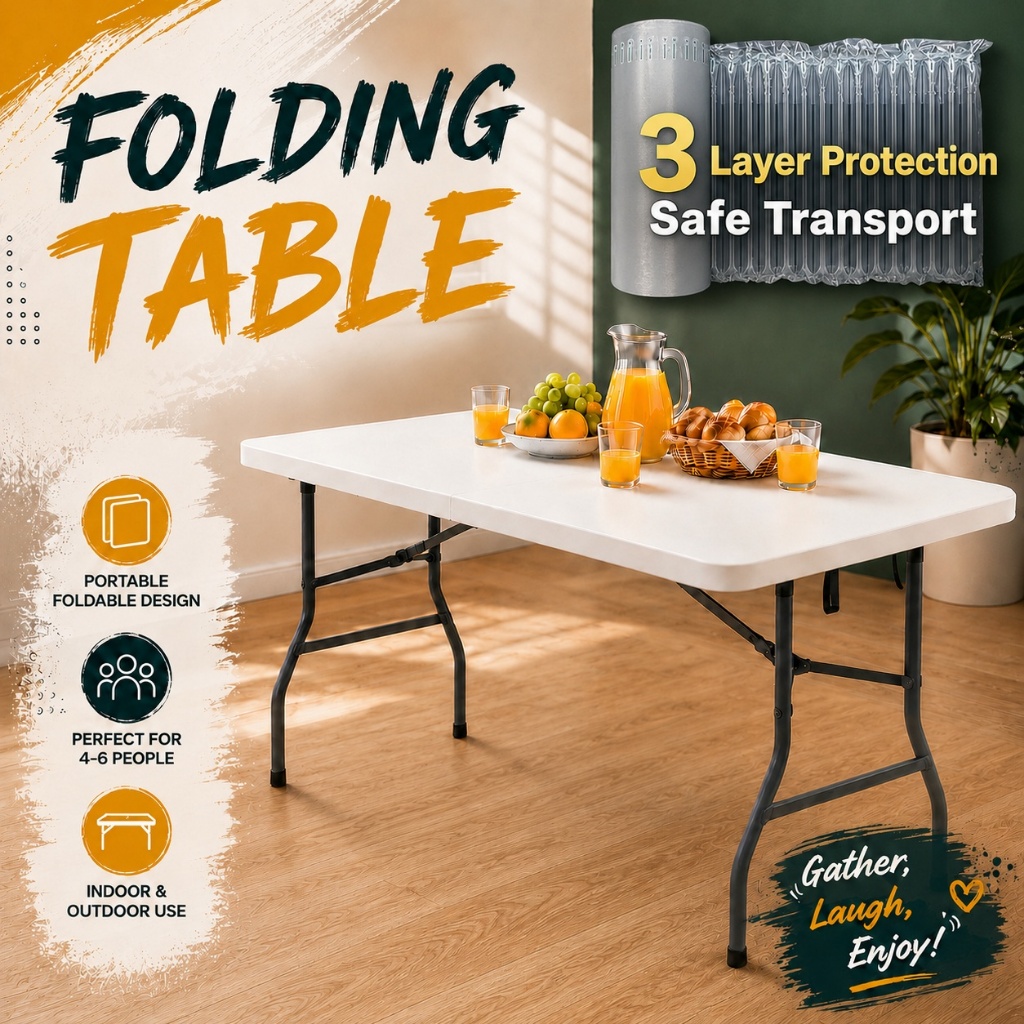Heavy Duty Folding Table Dining table for room Portable Camping Table ...