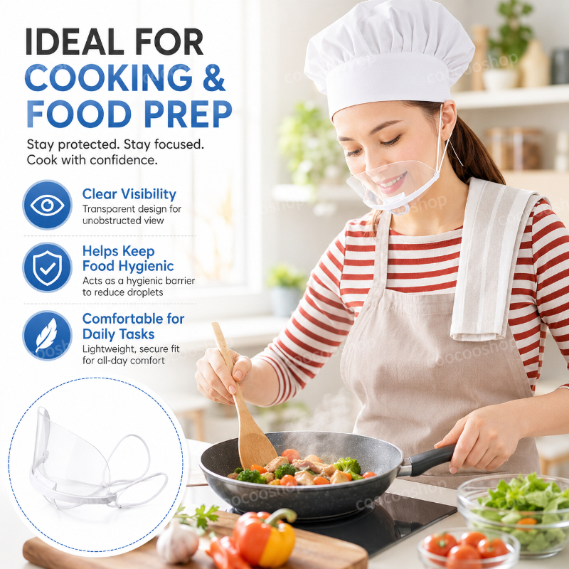 10Pcs Food Sanitary Mouth Mask Cooking Guard Reusable Shield Protection ...