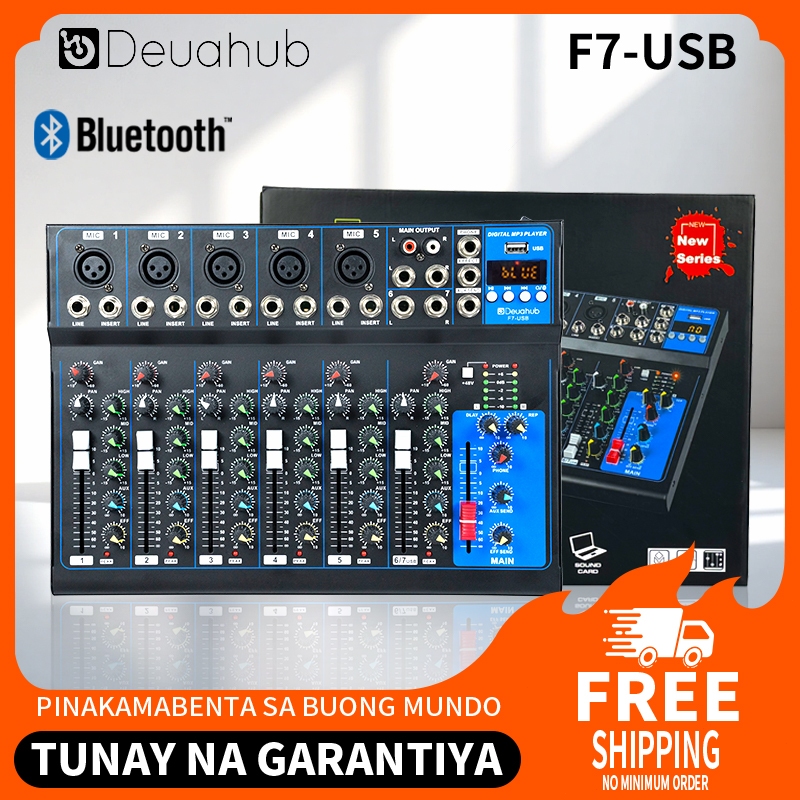 Deuahub F7USB Professional Audio Mixer 7-channel built-in EQ/recording ...