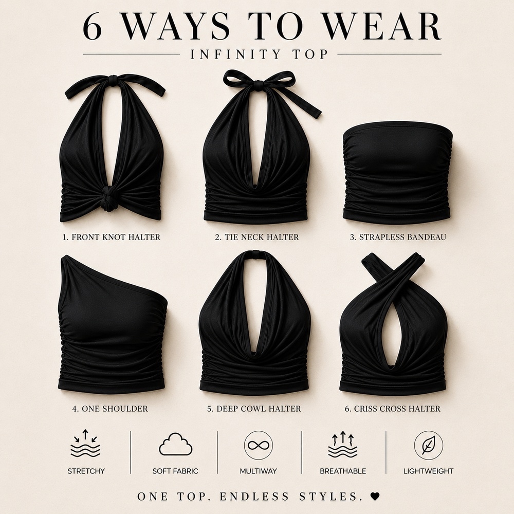 DOUBLE LINING 6 WAYS INFINITY TOP CONVERTIBLE MULTIWAY 6 WAYS TO WEAR ...