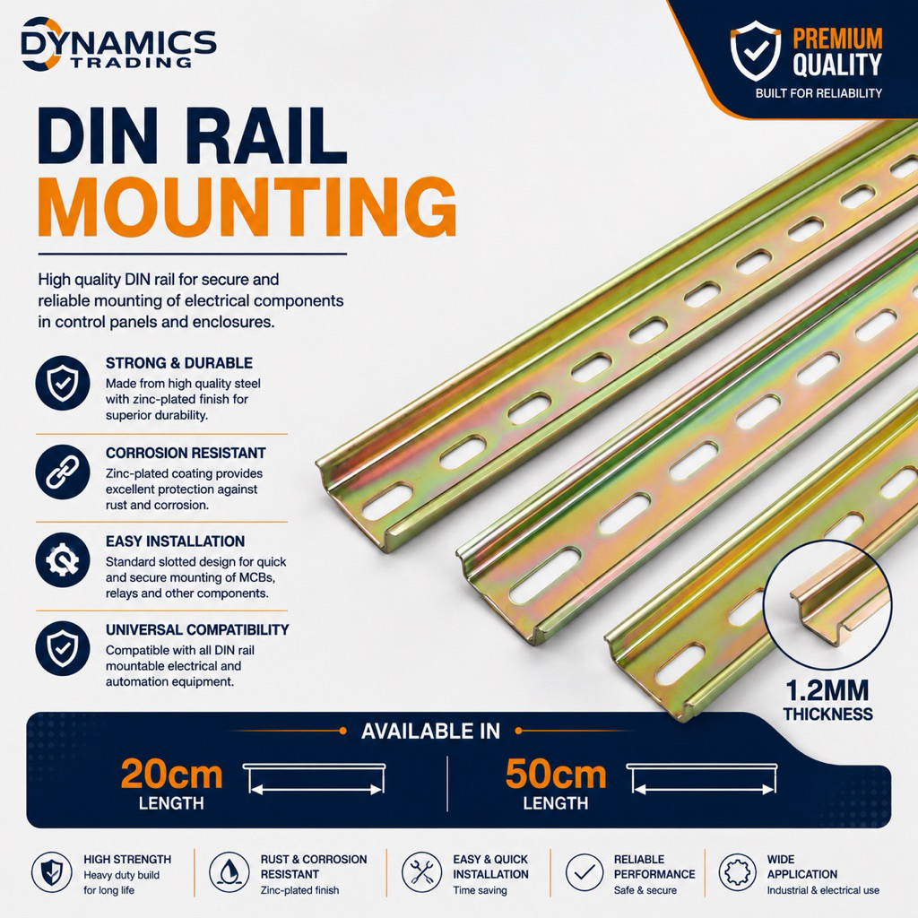 DIN Rail C45 Metal Mounting Rail 35MM x 1.2MM Zinc Galvanized | Guide ...