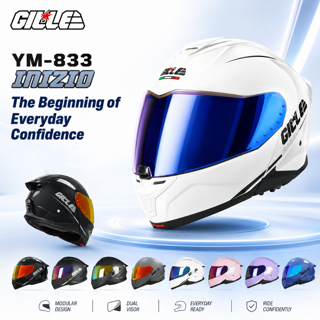 GILLE 833 INIZIO Modular Dual Visor Revo Full Face Helmet Motorcycle ...