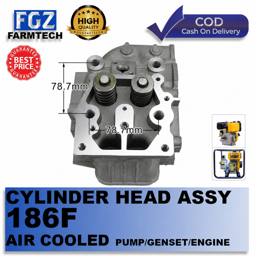 CYLINDER HEAD ASSY 186F 10HP AIR COOLED DIESEL ENGINE ASSEMBLY PUMP ...