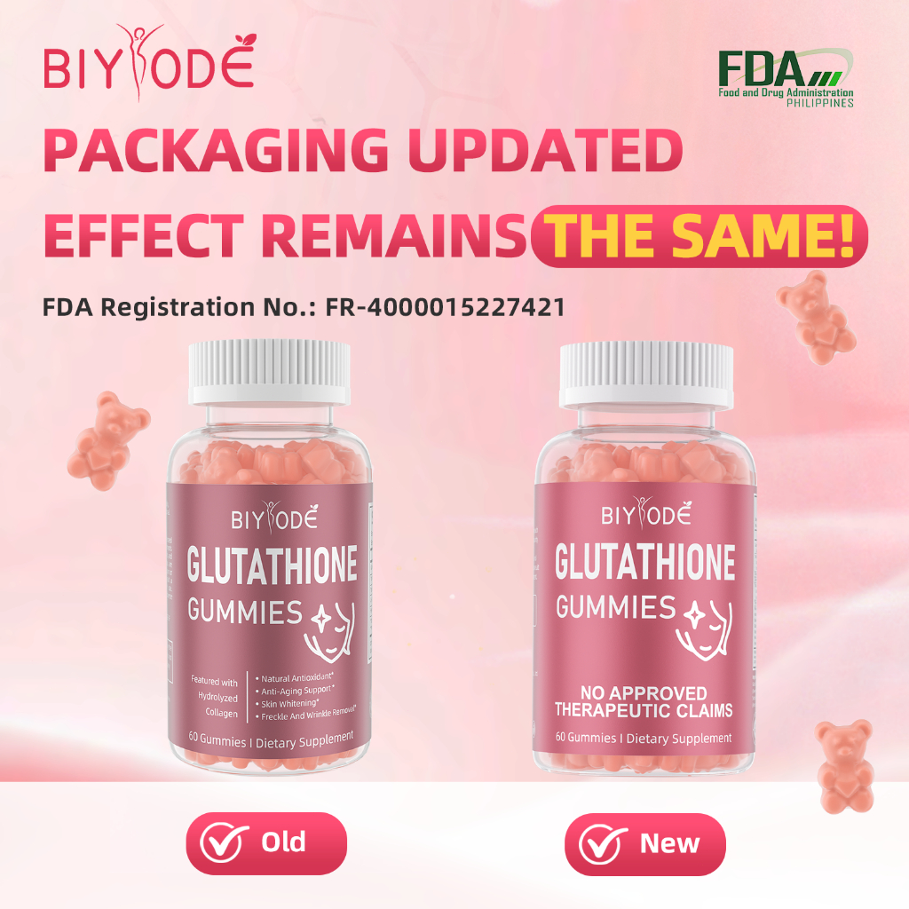 biyode glutathione gummies fda approved Collagen - 120 Vegan Soft Chews for Skin Health Edible Healthcare Fitness Supplement Dietary Bathroom Buy1 Take1 Promo [Halal/FDA/GMP] [BIYODE] Permen GABA