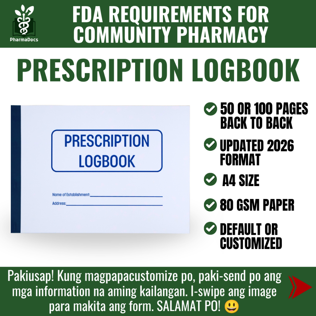 UPDATED 2026 FORMAT Prescription Record Book for PHARMACY (FDA ...