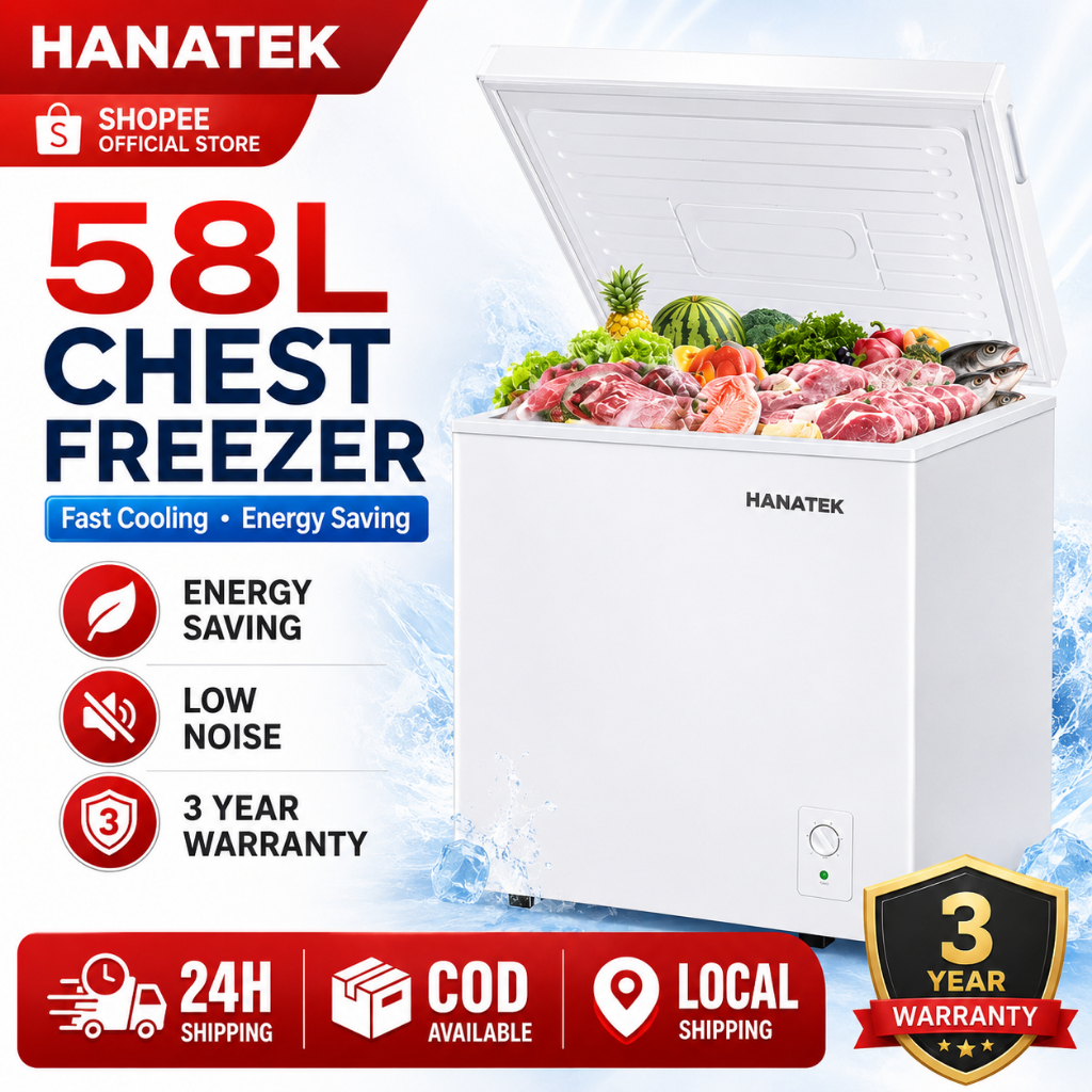 HANATEK 58L Chest Freezer Mini Deep Freezer Energy Saving Fast Cooling ...