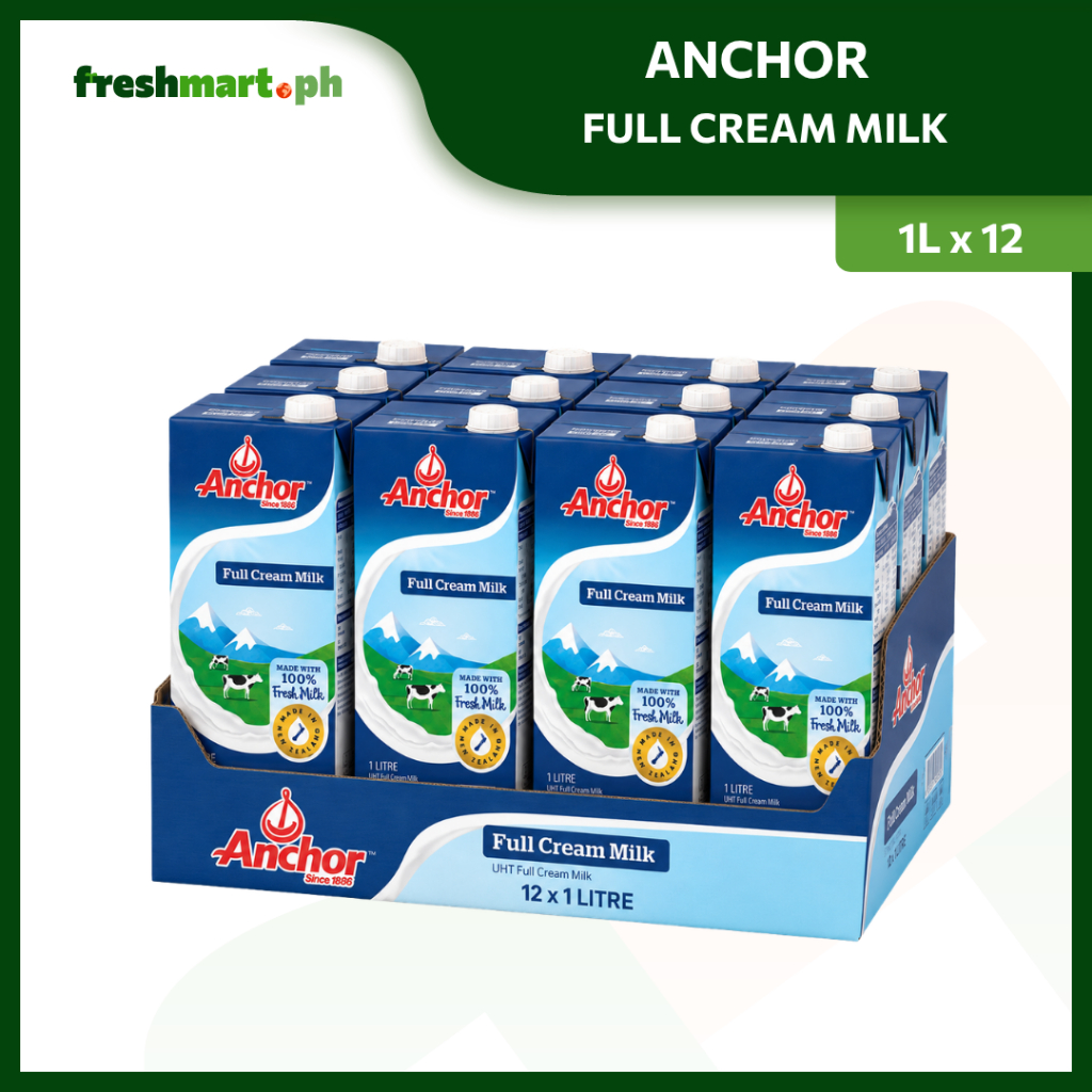 Anchor Full Cream Milk 1L x 12 - 1 Case | Shopee Philippines