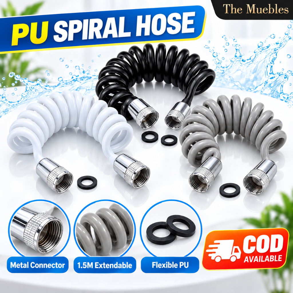 PU Spiral Hose 1.5M Extendable Flexible Bathroom Kitchen Metal ...