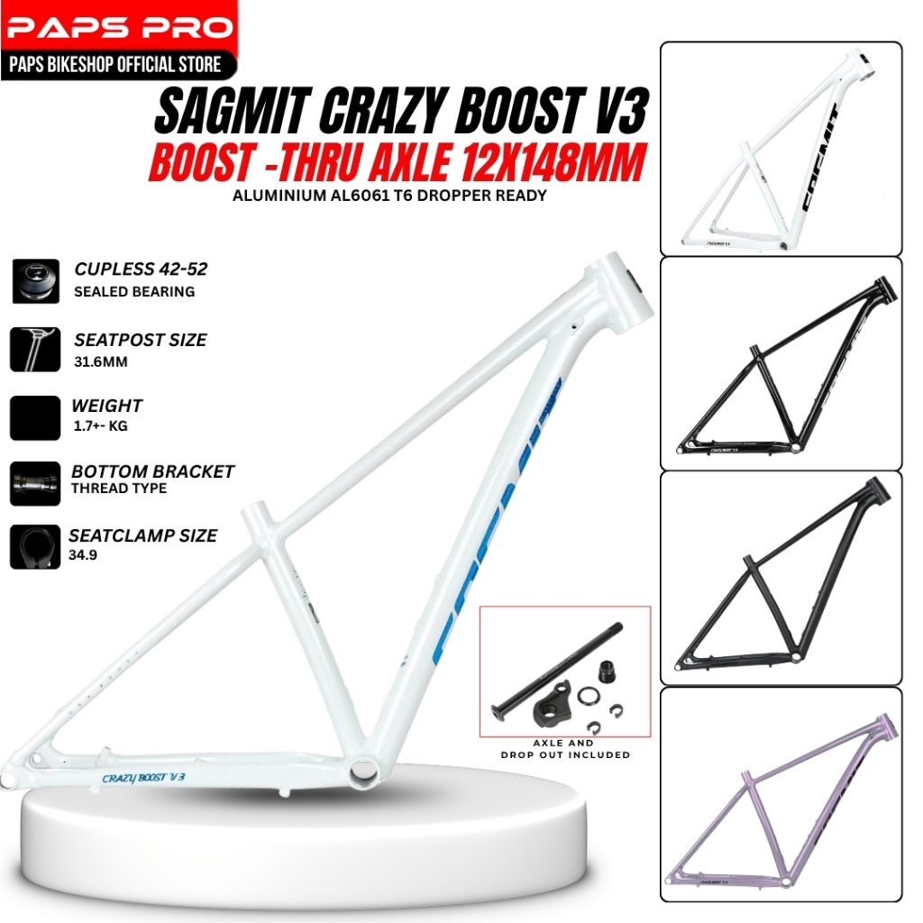 SAGMIT CRAZY BOOST V3 FRAME FOR MOUNTAIN BIKE BICYCLE FRAME | Shopee ...