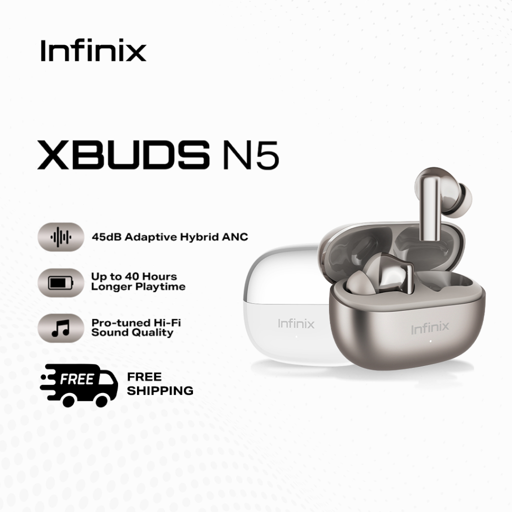 Infinix XBUDS N5 | Adaptive Hybrid ANC | Up to 40Hrs Longer Playtime ...
