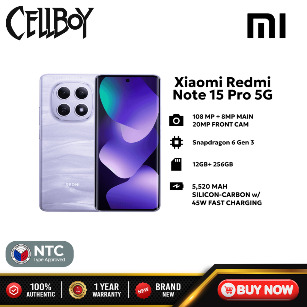 Xiaomi Redmi Note 15 Pro 5G 12Gb+256Gb/12Gb+512Gb | Shopee Philippines