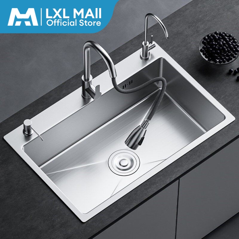 LXL 304 Stainless Steel Kitchen Sink Set with Faucet Lababo Small ...