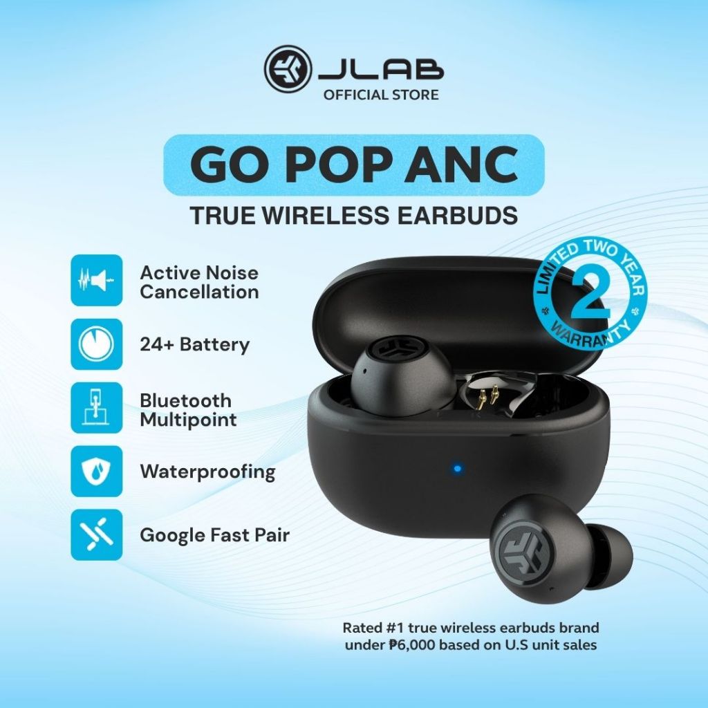 JLab Go Pop ANC True Wireless Earbuds & Charging Case, Active Noise ...