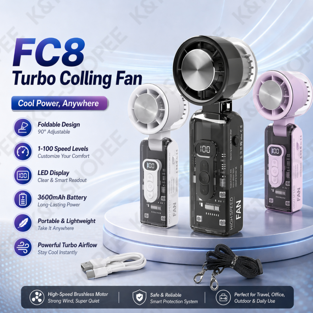 FC8 High Speed Cooling Folding Fan LED Display Refrigerating ...