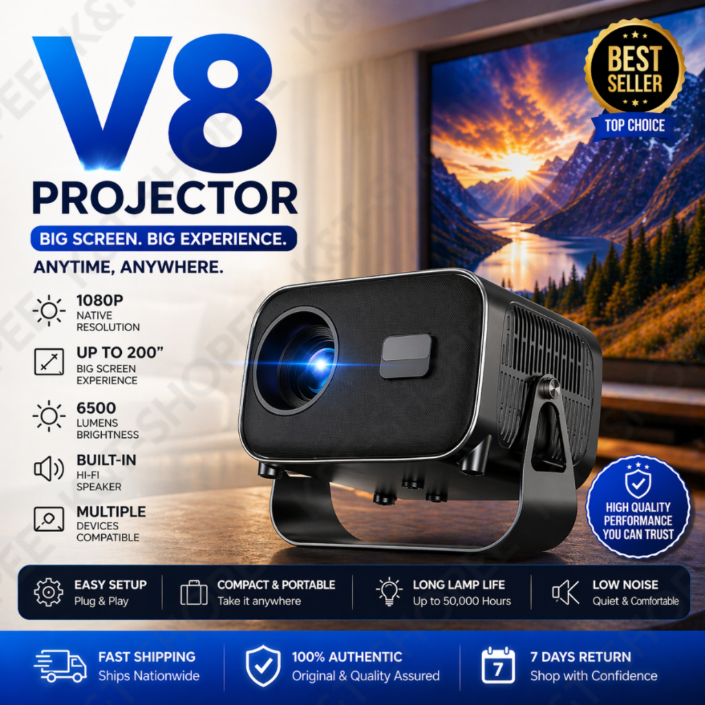 V8 Smart Projector 4K HD Mini Projector Portable A10 Projector and ...