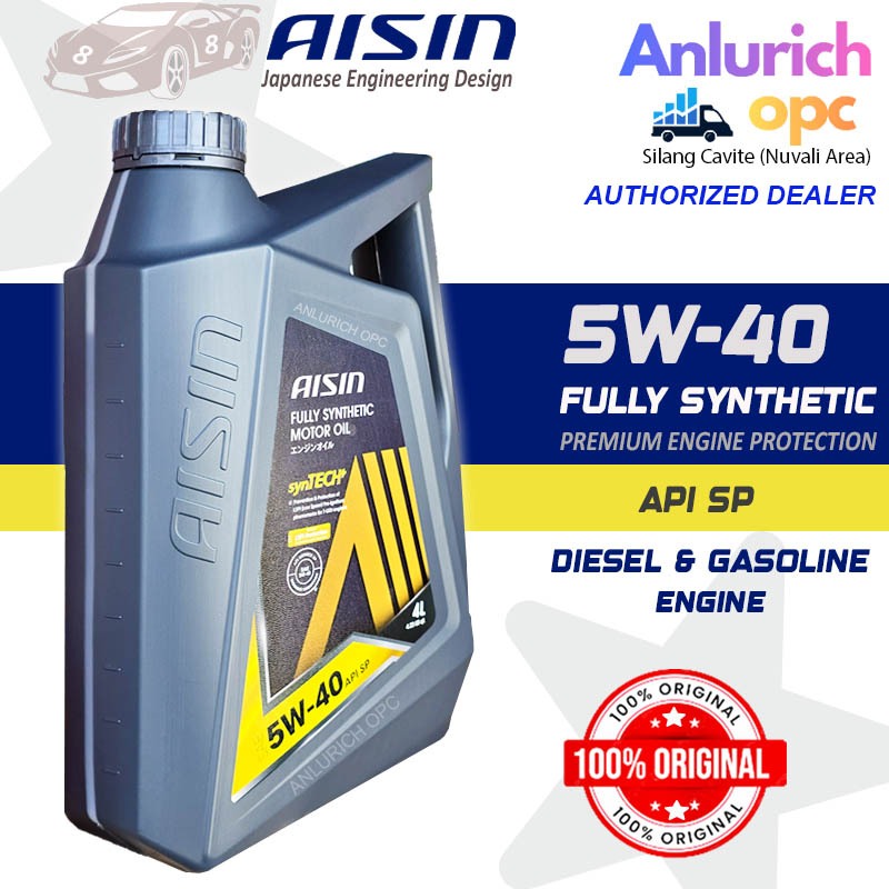 AISIN 5W-40 FULLY SYNTHETIC ENGINE OIL GAS & DIESEL WITH LSPI MAXIMUM ...
