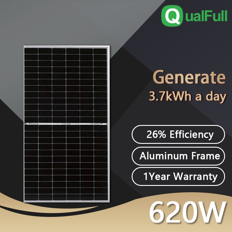 【QualFull】Bifacial 620W Dual Glass Solar Panel 3.7kWh High Power High ...