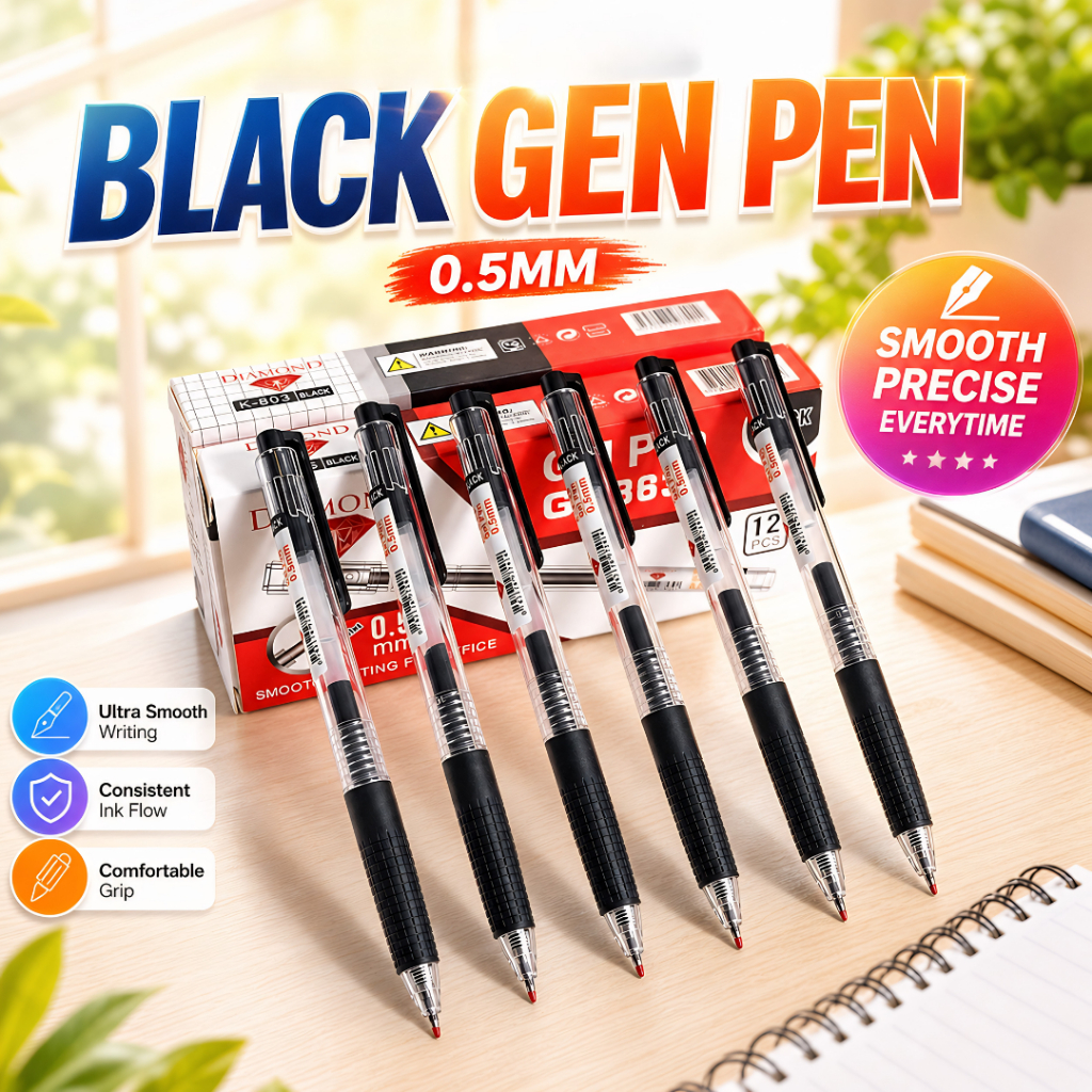 SCHOOL SUPPLIES bLACK GEN PEN K-803 Diamond Gel pen 0.5MM | Shopee ...