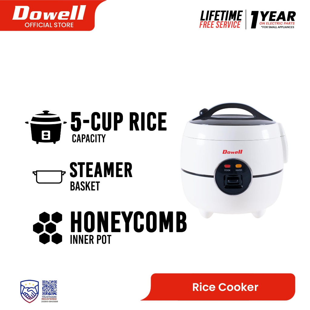 Dowell 5 Cups Rice Cooker with Steamer RCJ-05H | Shopee Philippines