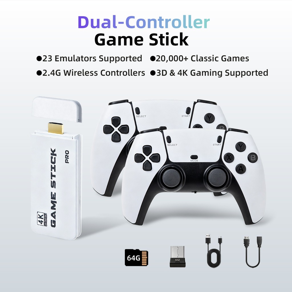Dual Controller Gamepad Wireless Game Console Retro Games 3D Gaming ...