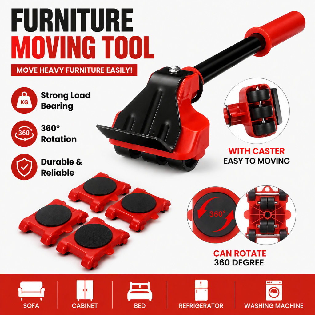 5Pcs Furniture Mover Lifter and Rollers Wheels Heavy Furniture Moving ...