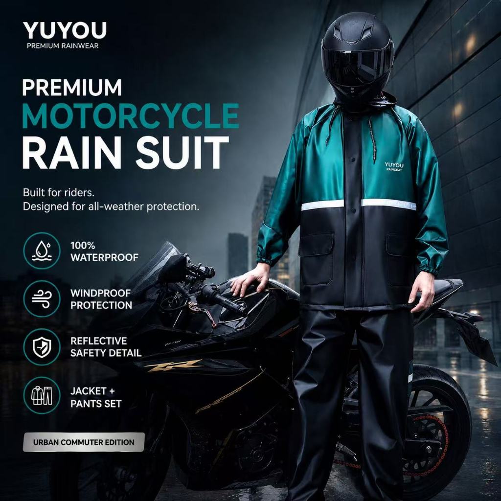 Motorcycle Raincoat Suit – Triple Layer Waterproof Rainsuit for ...