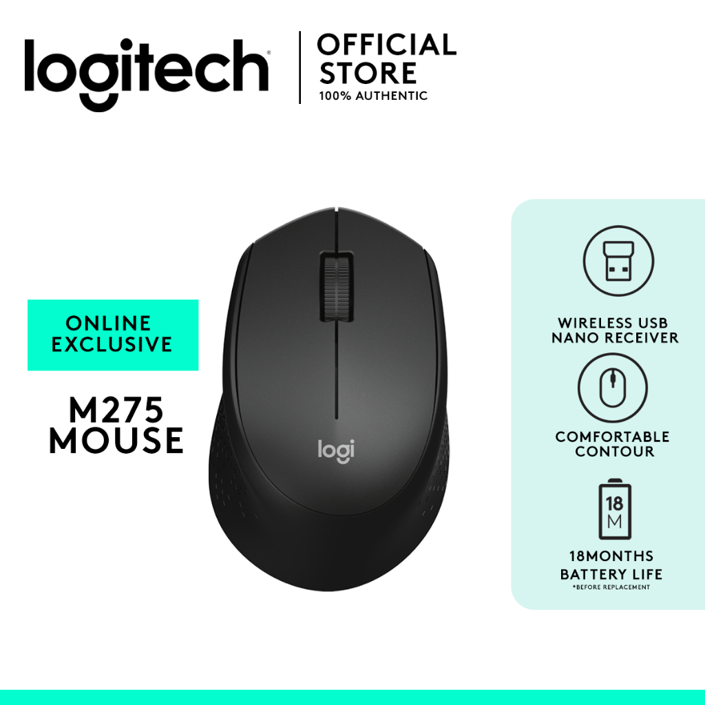 Logitech M275 2.4 GHz with Nano Receiver Optical Tracking Wireless ...