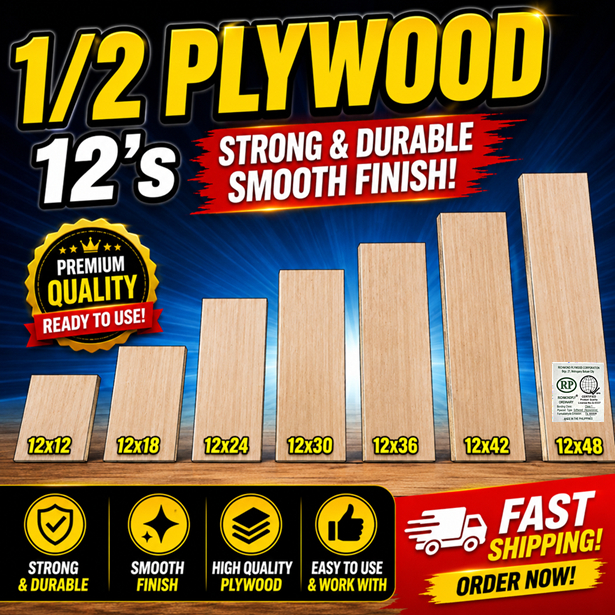 1/2 PLYWOOD (10mm thick) 12x12 12x18 12x24 12x30 12x36 12x42 12x48 ...