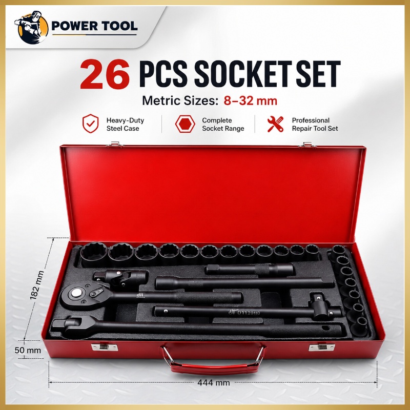 COD 1/2 inch drive metric impact socket set, 26PCS metric size 8-32MM ...