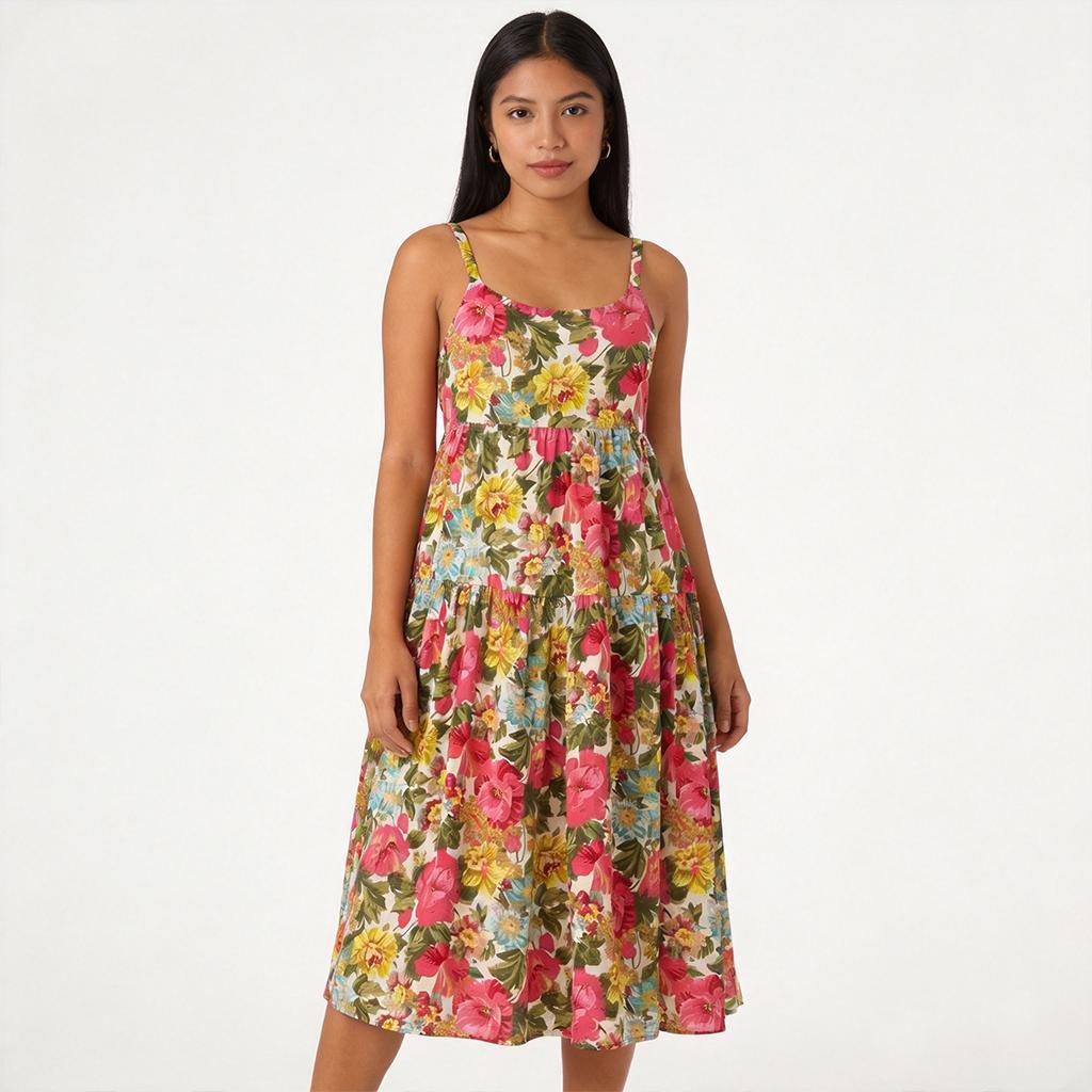 slip dress korean style ♥️COD♥️Korean Version Loose Printed Long Dress Women Fresh Floral Plus Size Elegant Dress Season:SPR26