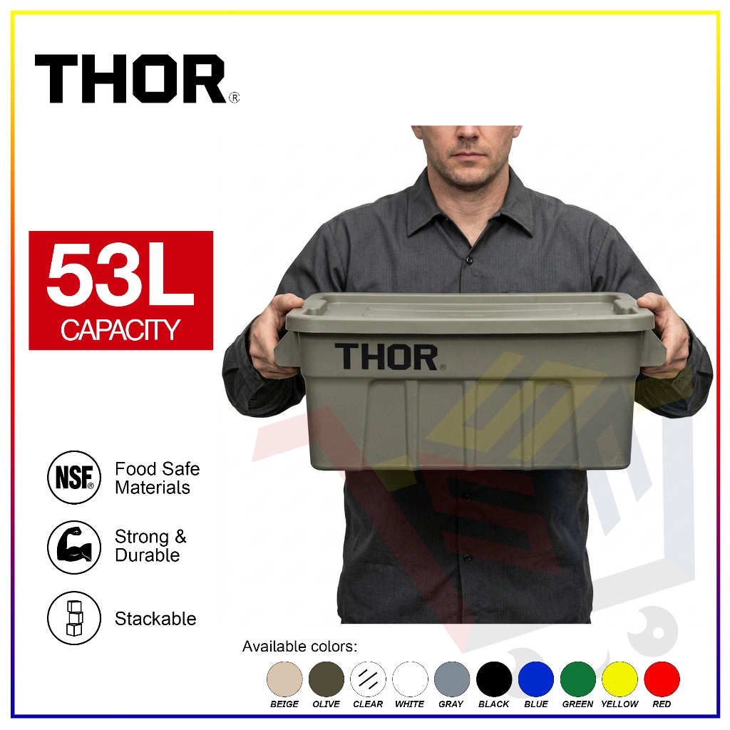 THOR® 53L Storage Box with Lid/Container Box/Stackable Storage Box ...