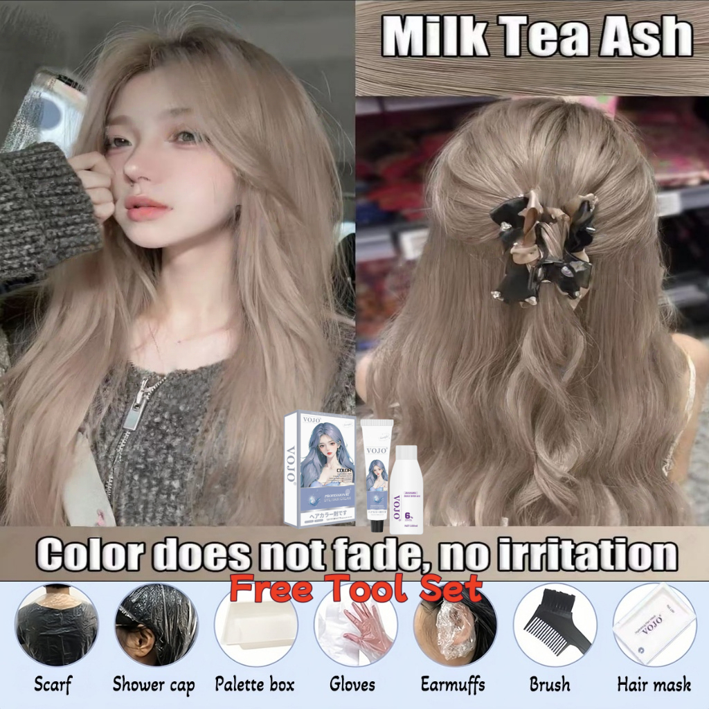 Milk Tea Ash Hair Color, Cool & Creamy Shades | Shopee PH