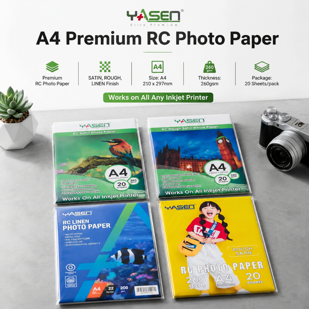 Yasen RC Rough Satin RC Linen Photo paper 260 GSM A4 waterproof ...