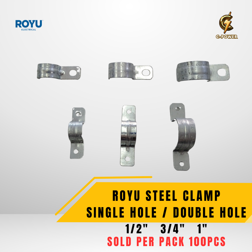 Royu EMT Steel Clamp Single Hole or Double Hole 1/2