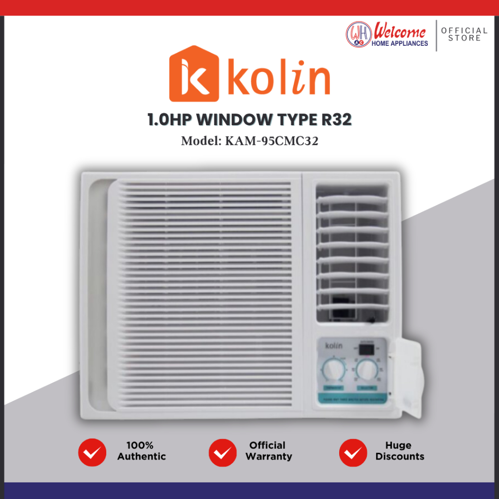 Kolin 1HP Compact Series Window Type Aircon R32 Refrigerant KAM-95CMC32 ...
