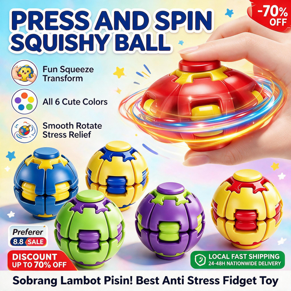 6 Colors Pop Rotating Fidget Spinner Ball Squeeze Transform Educational ...